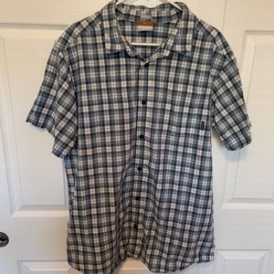 Columbia Men's Short Sleeved Plaid Button Down Shirt Blue White Size XL